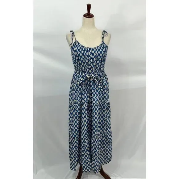 EMERSON FRY India Collection Sz XS/S Button Front Sundress Sisters Blue Block - Picture 11 of 13
